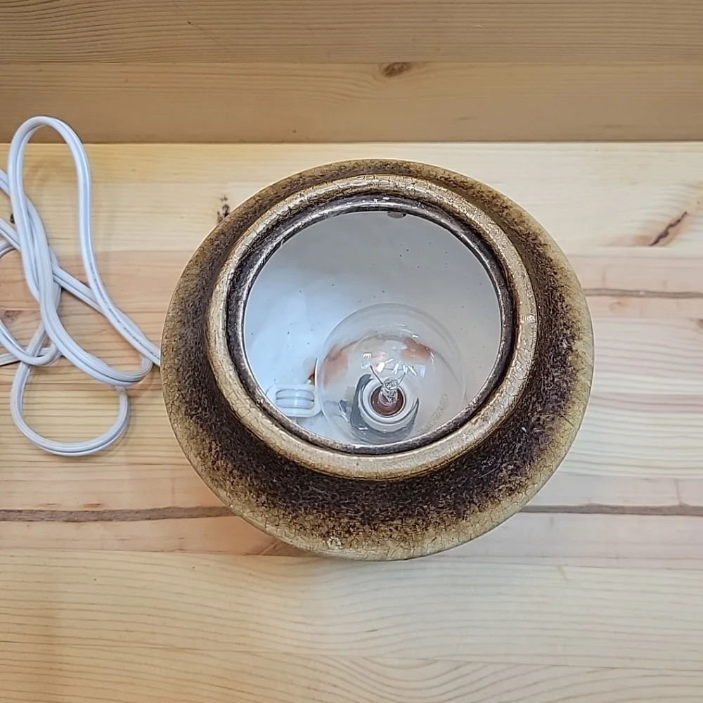 Large Beige Crackled Scroll Design Wax Warmer Works